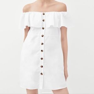 WHITE OFF THE SHOULDER DRESS Zara